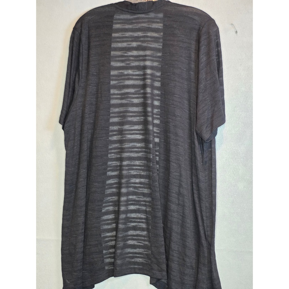Catherines Womens 1X 18/20W Black Space Dye Open Front Short Sleeve Cardigan - Picture 9 of 10